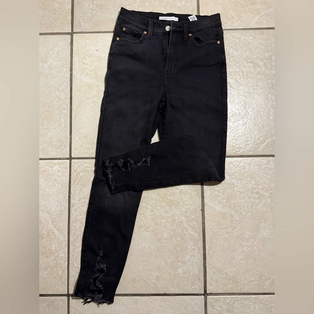 Celebrity Pink Distressed Black Skinny Jeans